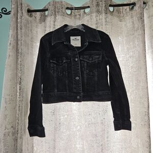 HOLLISTER Black Cropped Jean Jacket Size Small